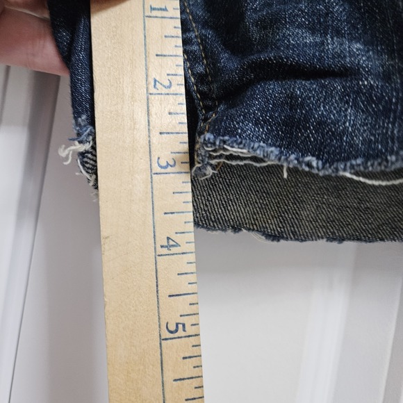 Y2K Hollister Cut-Off Low-Rise Jean Shorts Juniors 7R Blue Thrashed Grunge Boho - Picture 7 of 9